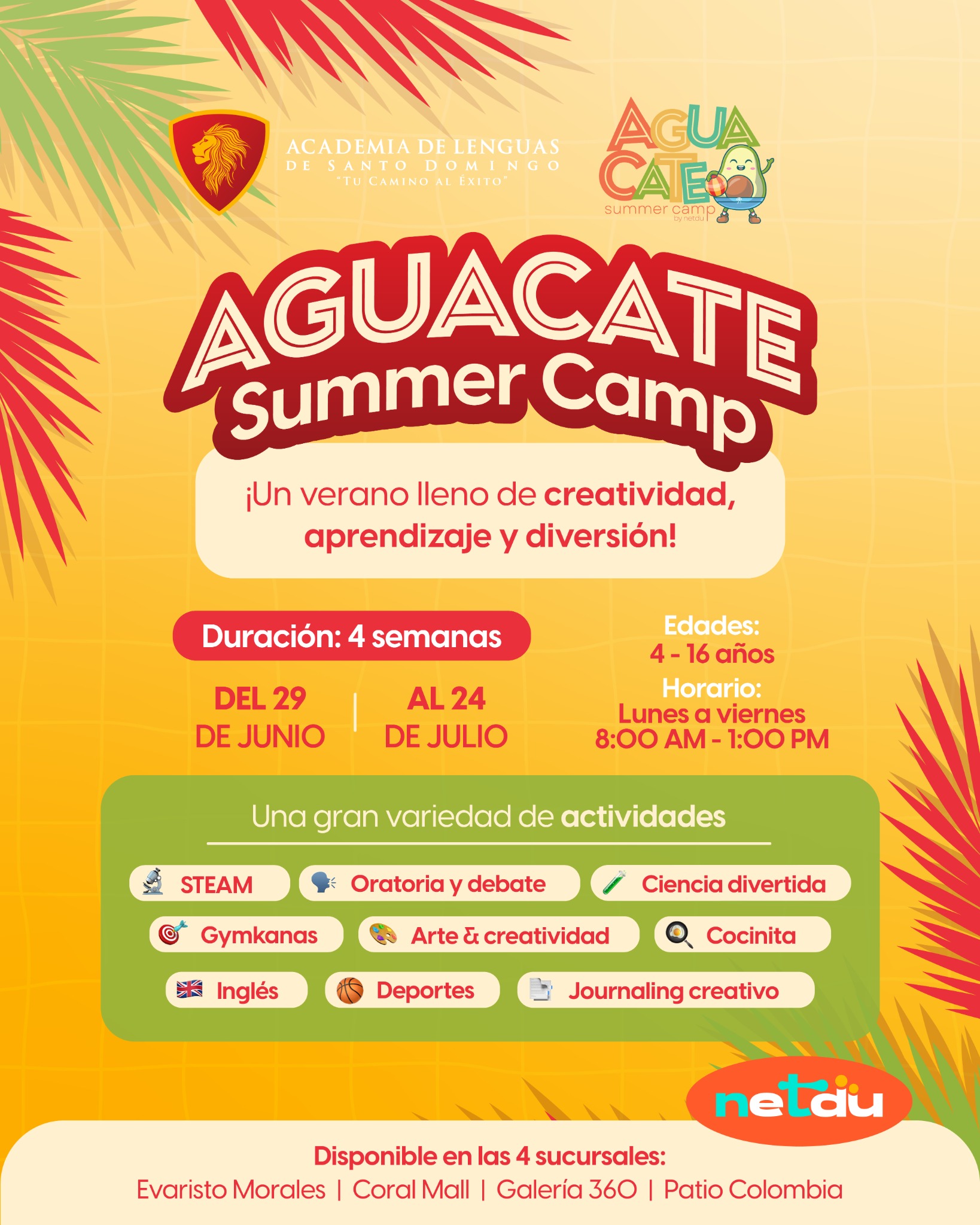Academia De Lenguas De Santo Domingo Facebook ad: ¡Aguacate Summer Camp!
