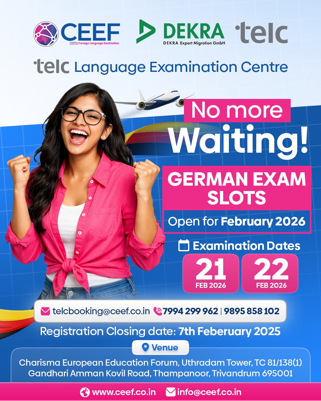 CEEF Facebook ad: TELC B1 & B2 Exam Booking, February 2026