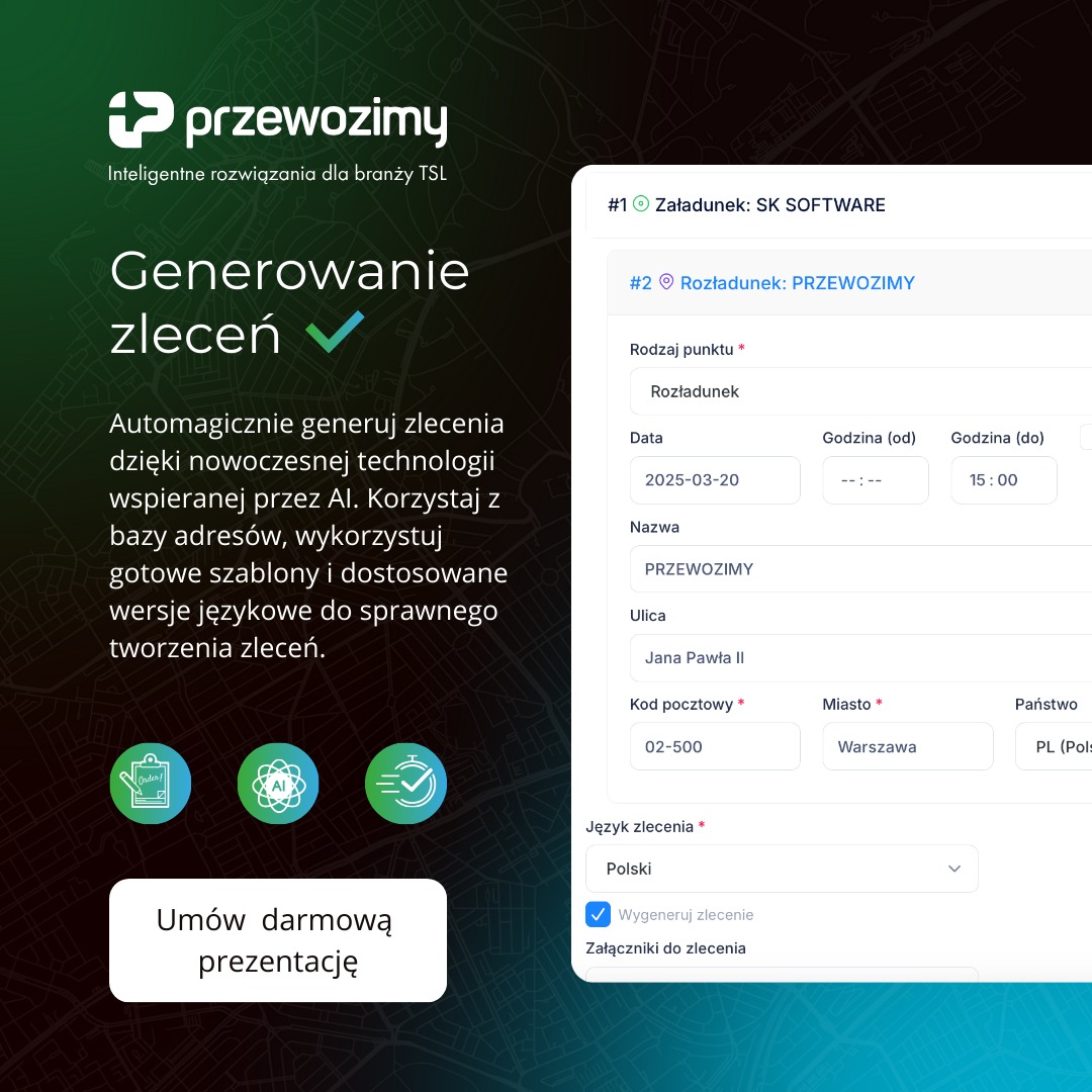 Przewozimy Facebook ad: Przewozimy, Inteligentne narzędzia dla spedycji i transportu