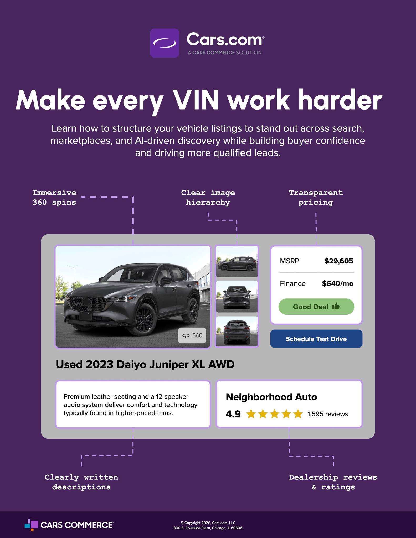 Cars Commerce Facebook ad: Digital Merchandising Guide for Dealer Website VDPs