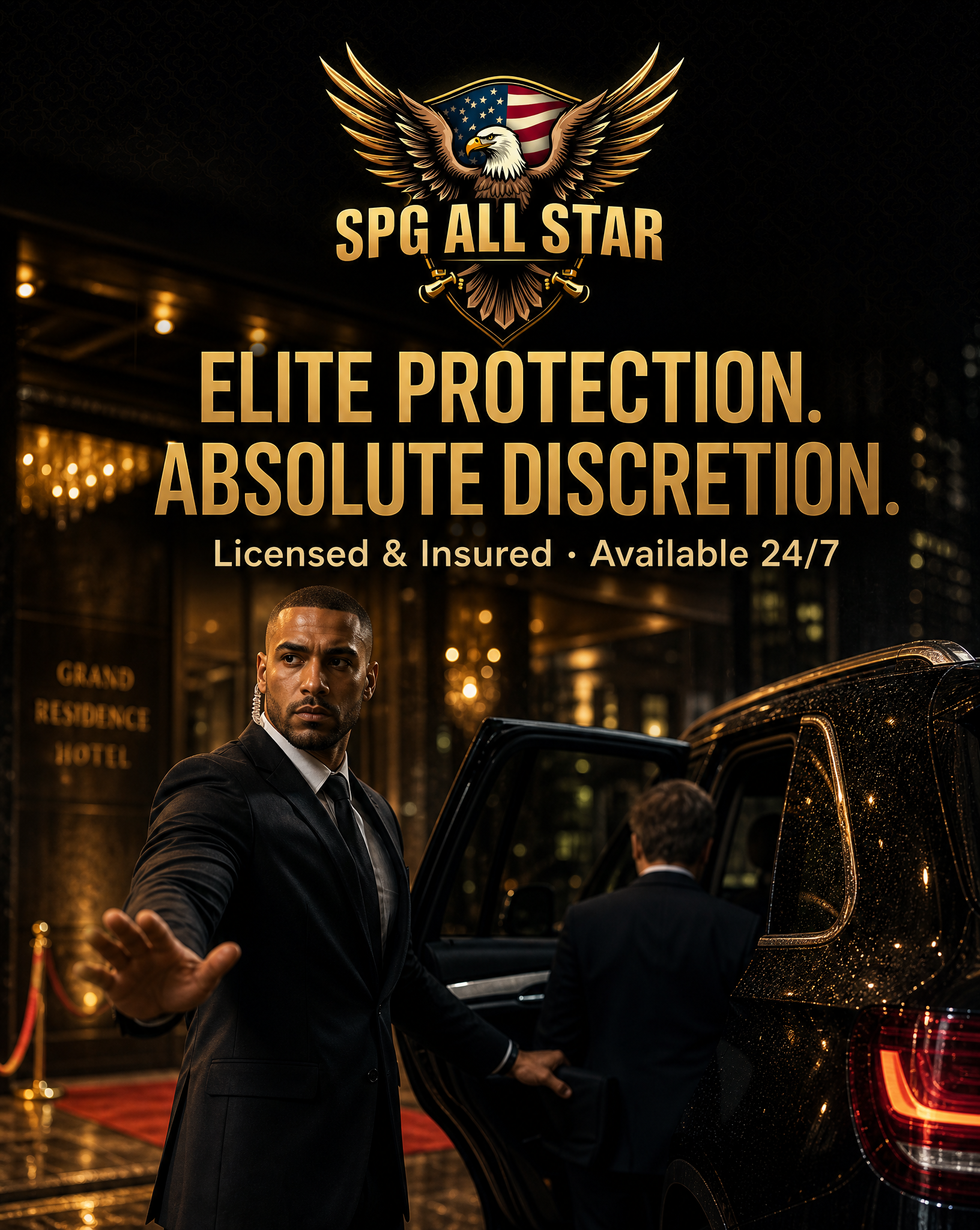 SPG All Star Transportation Security Protection services Facebook ad: Executive Protection You Can Trust