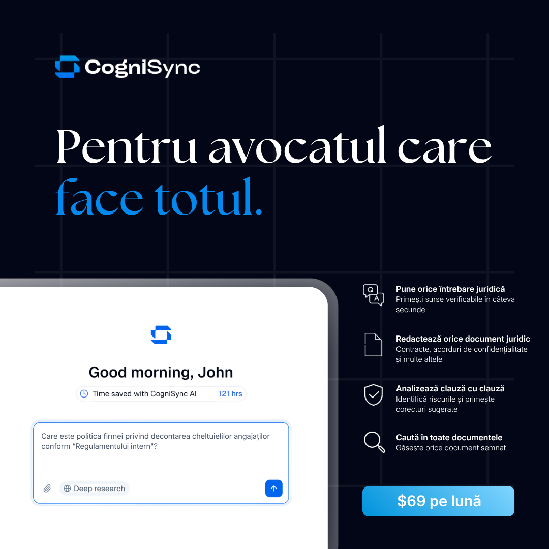 CogniSync AI Facebook ad: AI pentru avocați independenți, 69 USD/lună