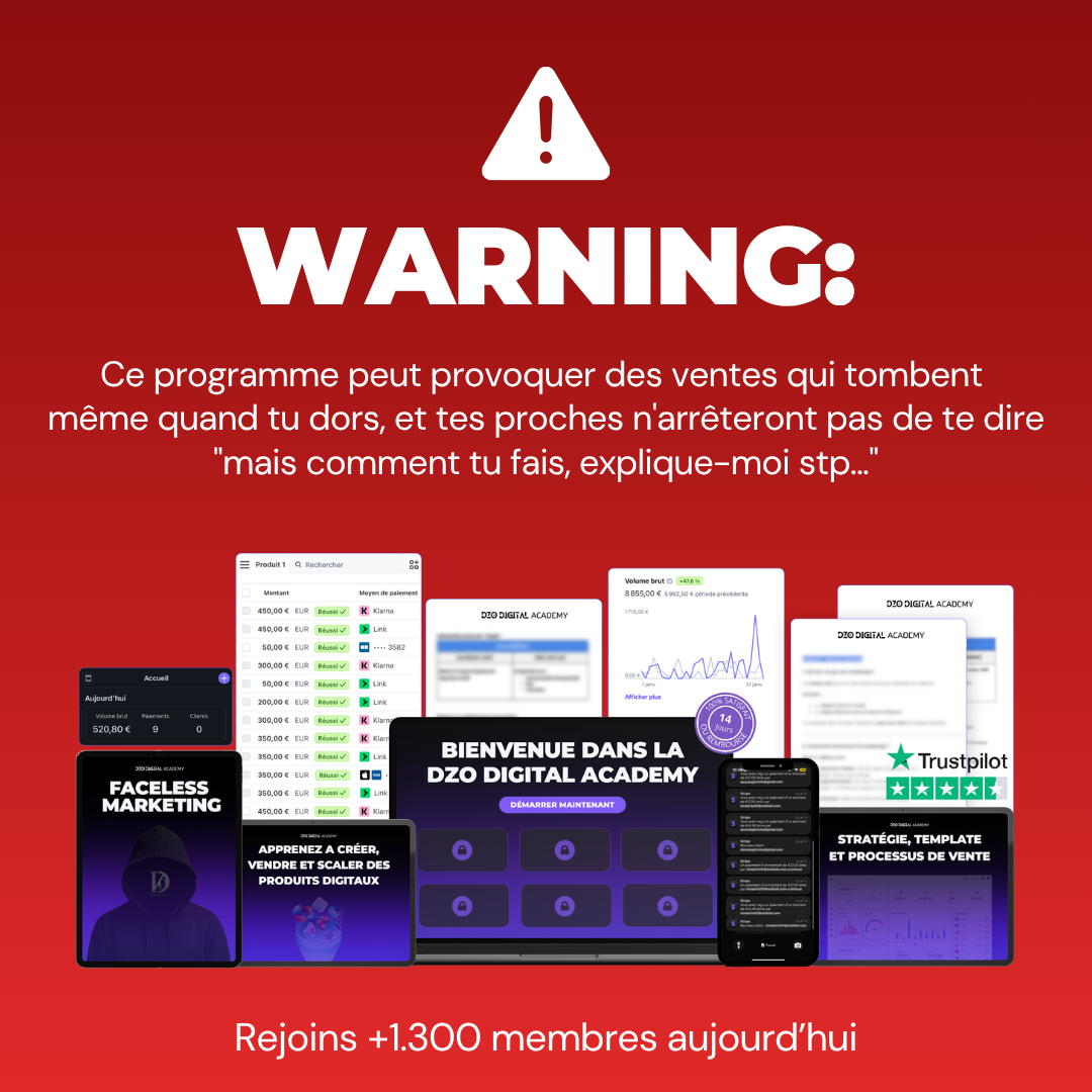 Enzo DZO System Facebook ad: Rejoins +1.300 membres