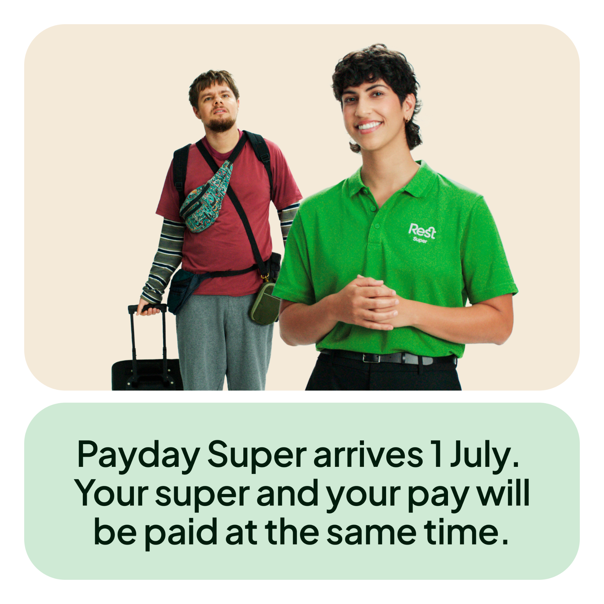 Rest Facebook ad: Payday Super arrives 1 July. Your super and your pay will…
