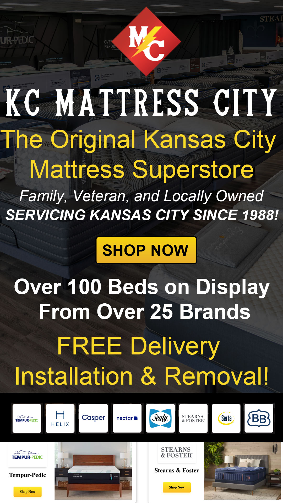 KC Mattress City Facebook ad from Feb 10, 2026