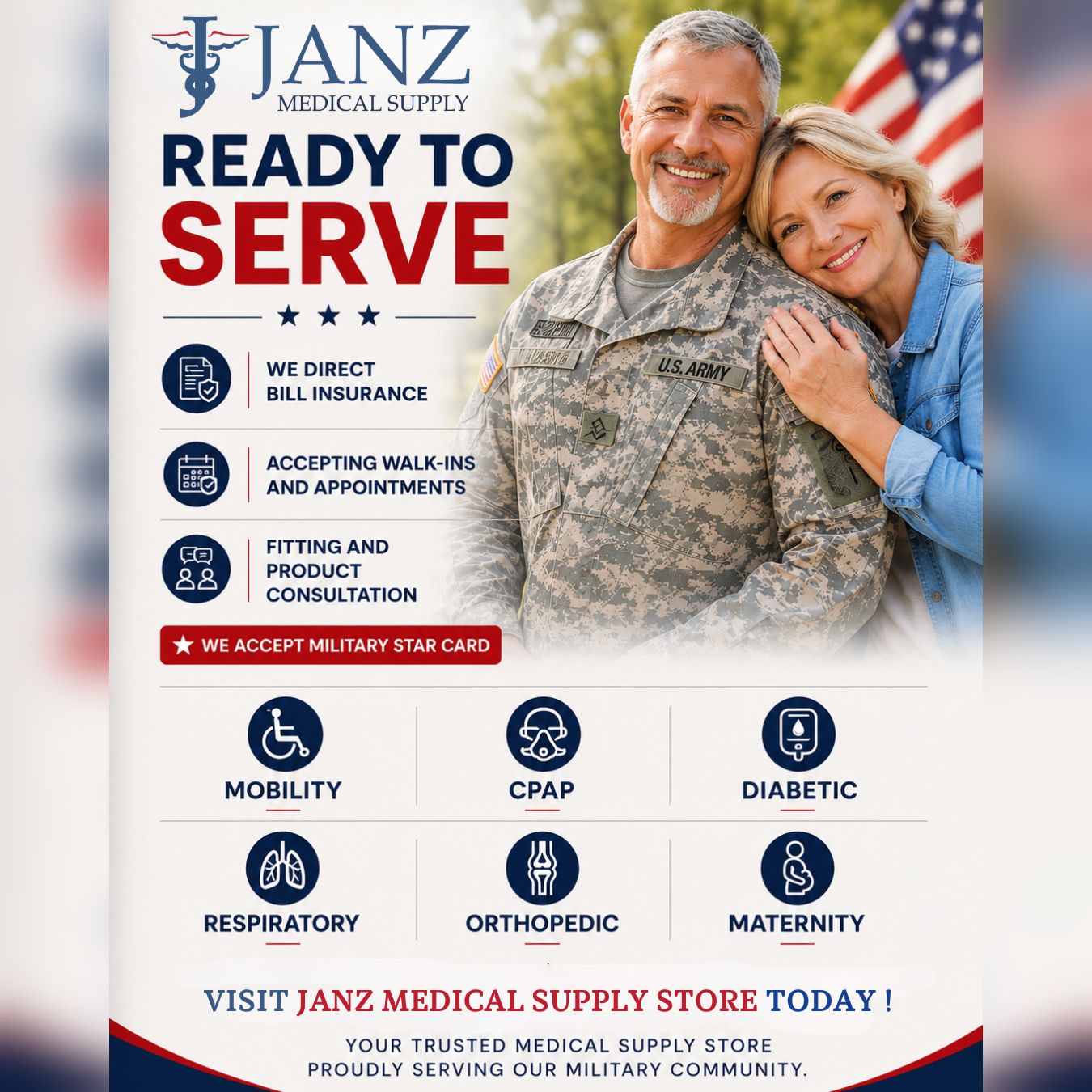 JANZ Medical Supply: Pensacola Facebook ad: Спілкуйтеся в Messenger