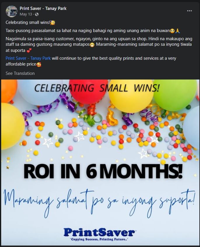 Print Saver Facebook ad
