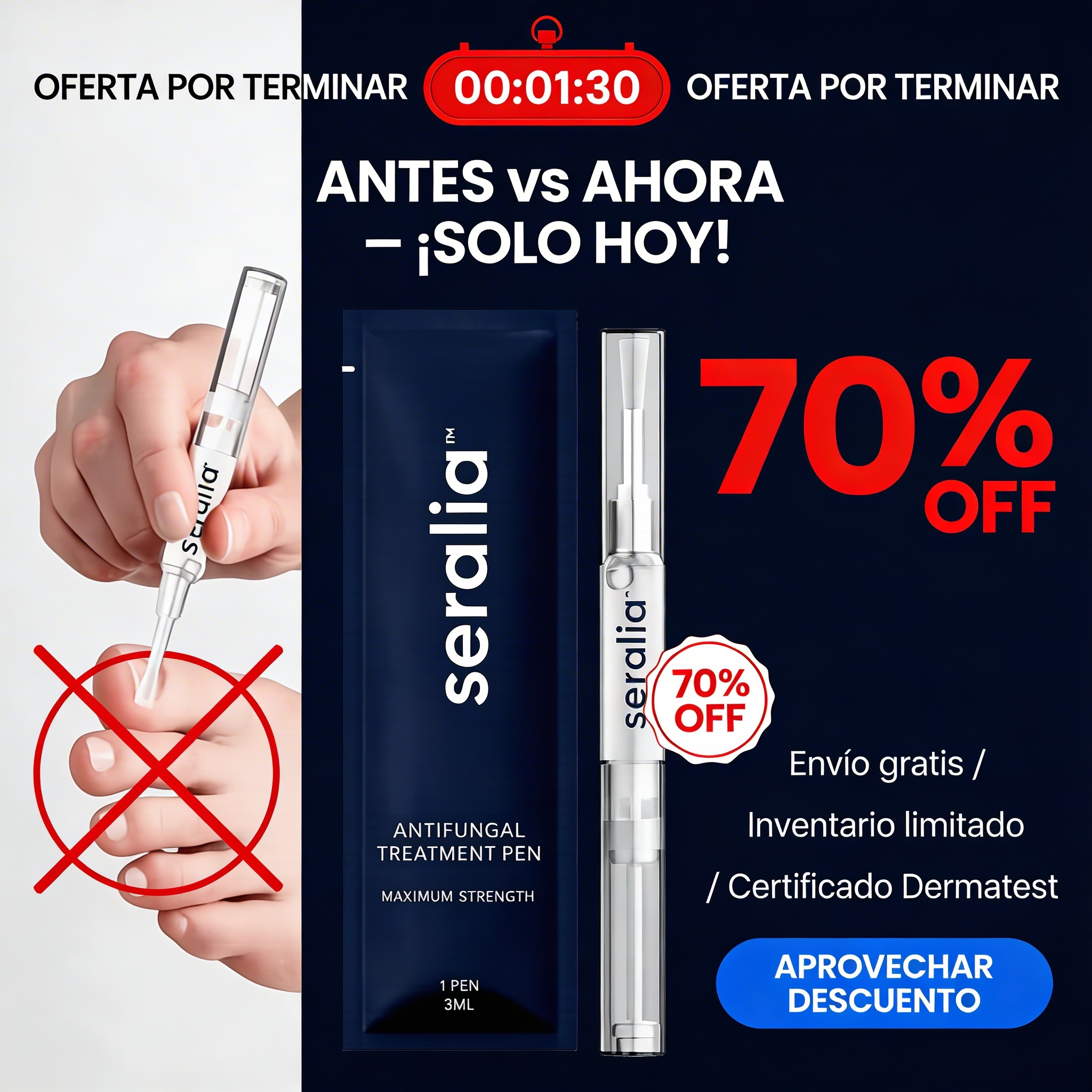 Seralia Facebook ad: Elimina hongos rápidamente