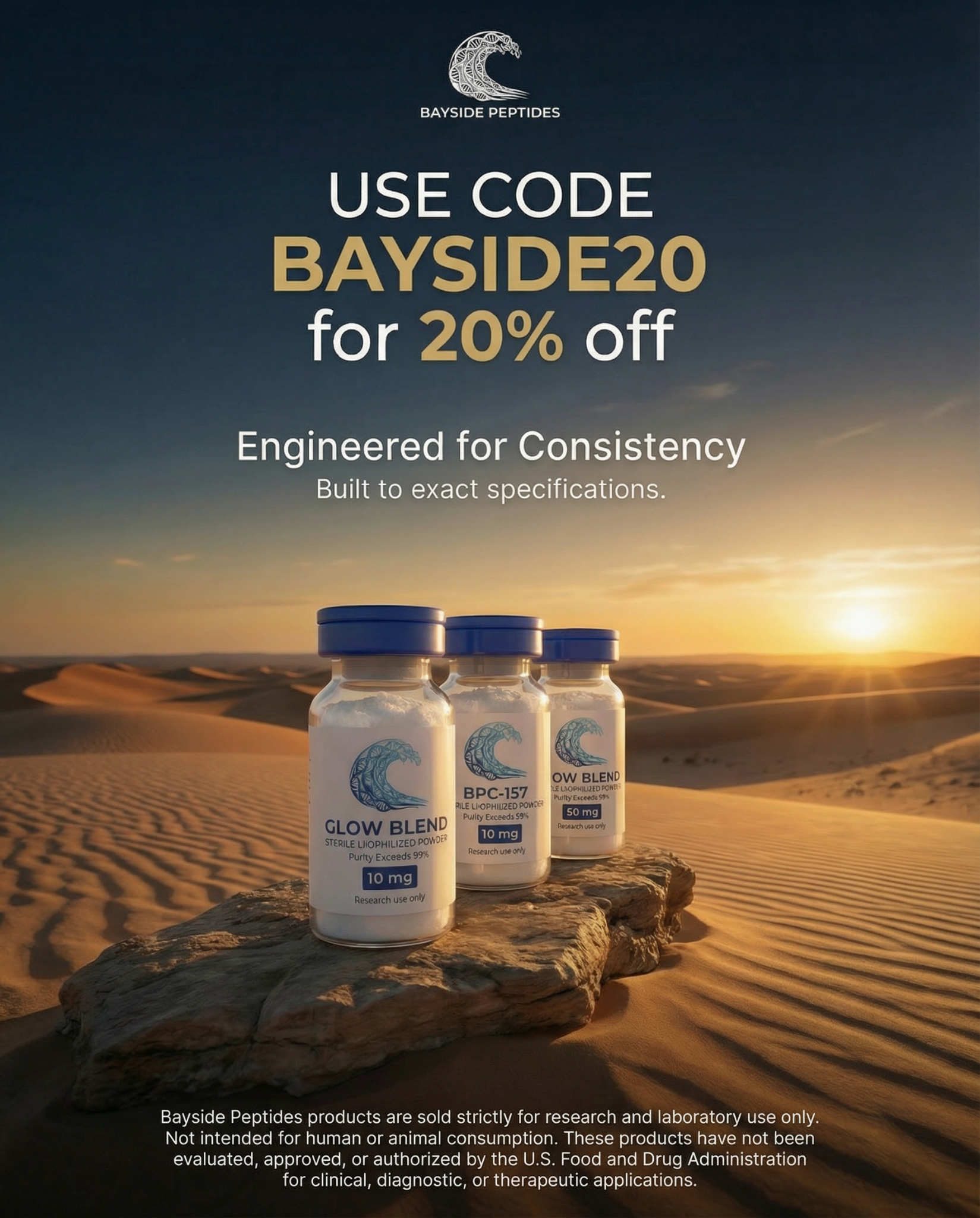 Bayside Peptides, LLC Facebook ad from Feb 17, 2026