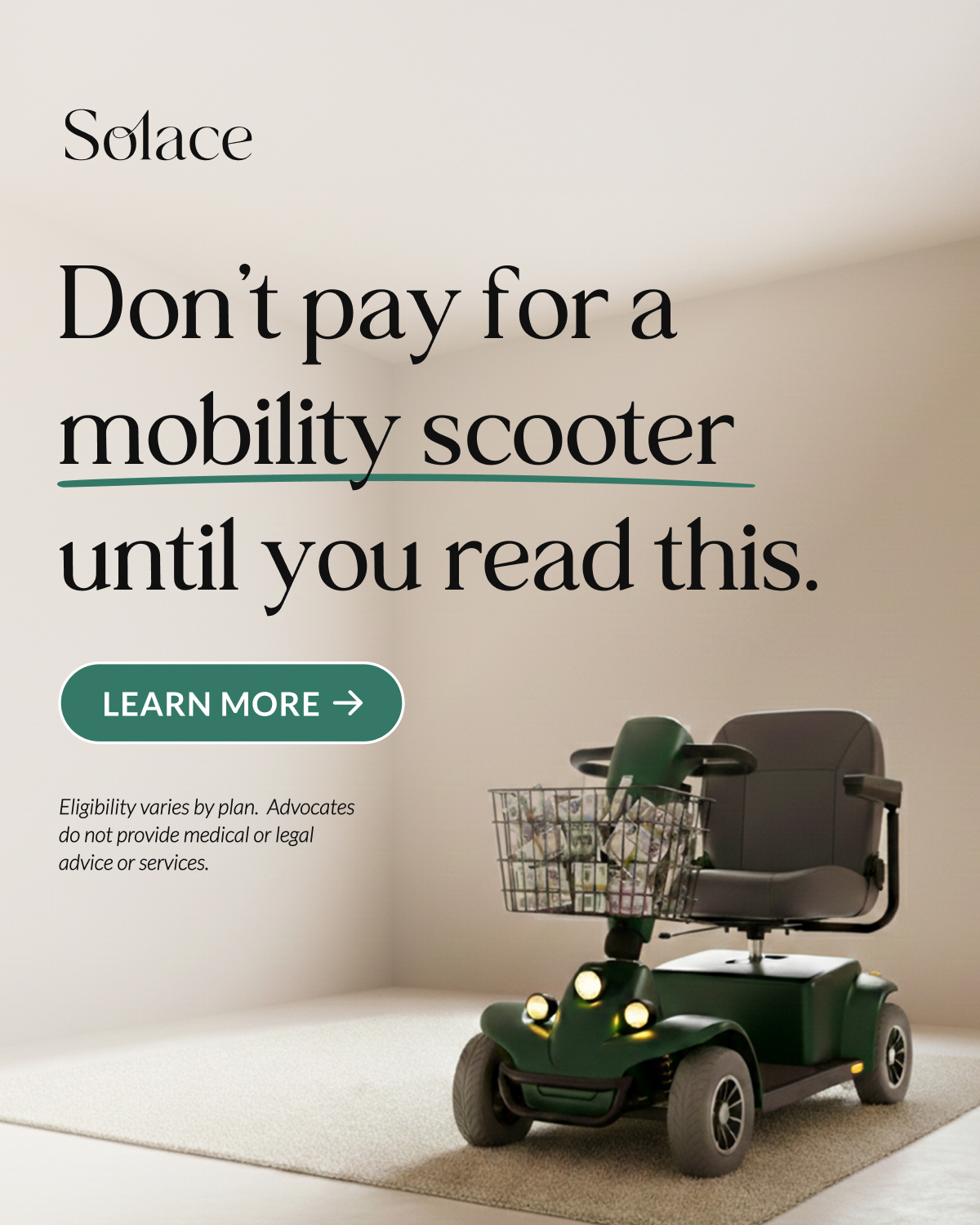 Solace Facebook ad: Fight Denials with an Advocate