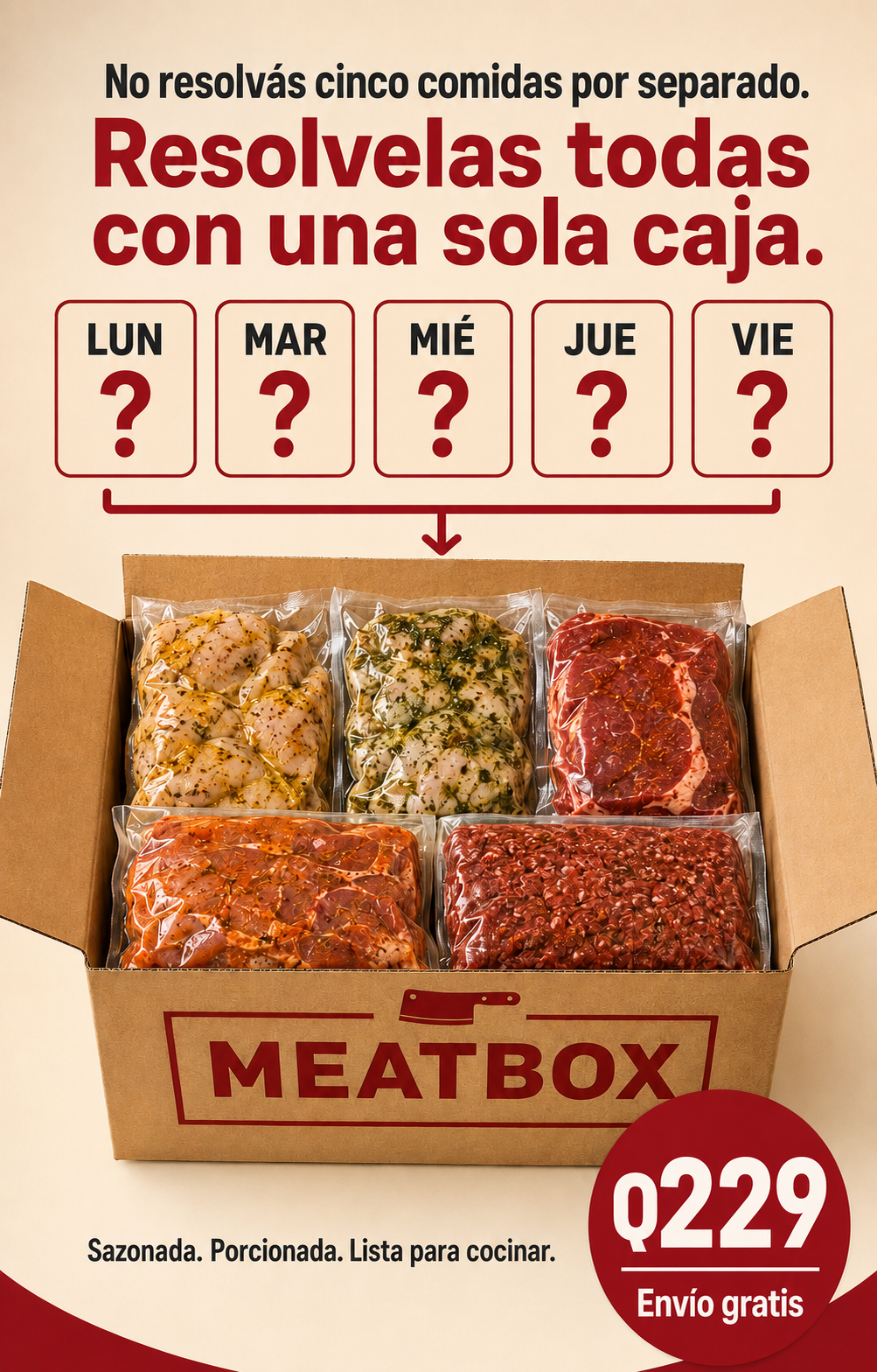 Meat Box Facebook ad: Escribenos