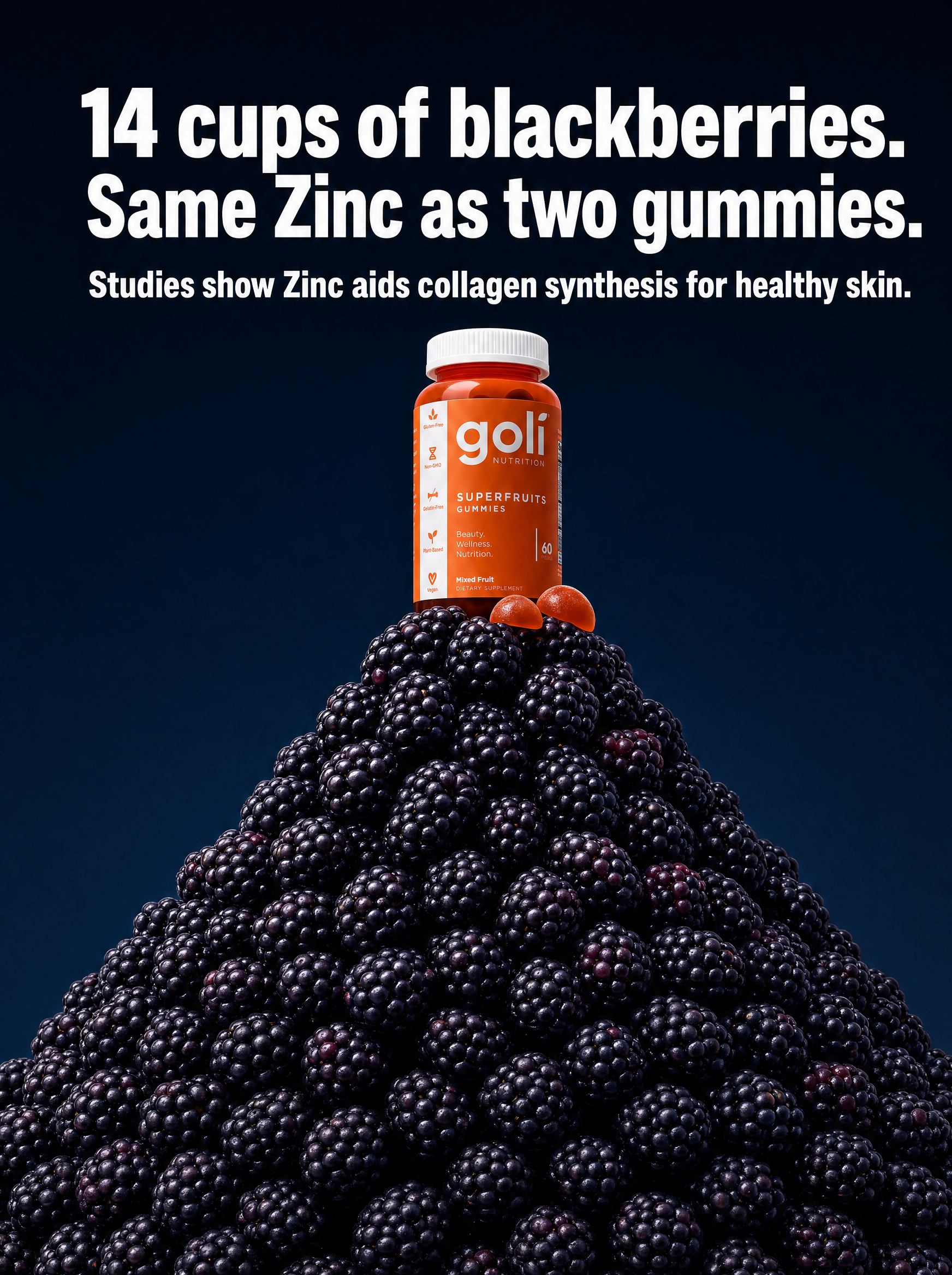 Goli Facebook ad: $50 of Fruit, or Two Gummies?