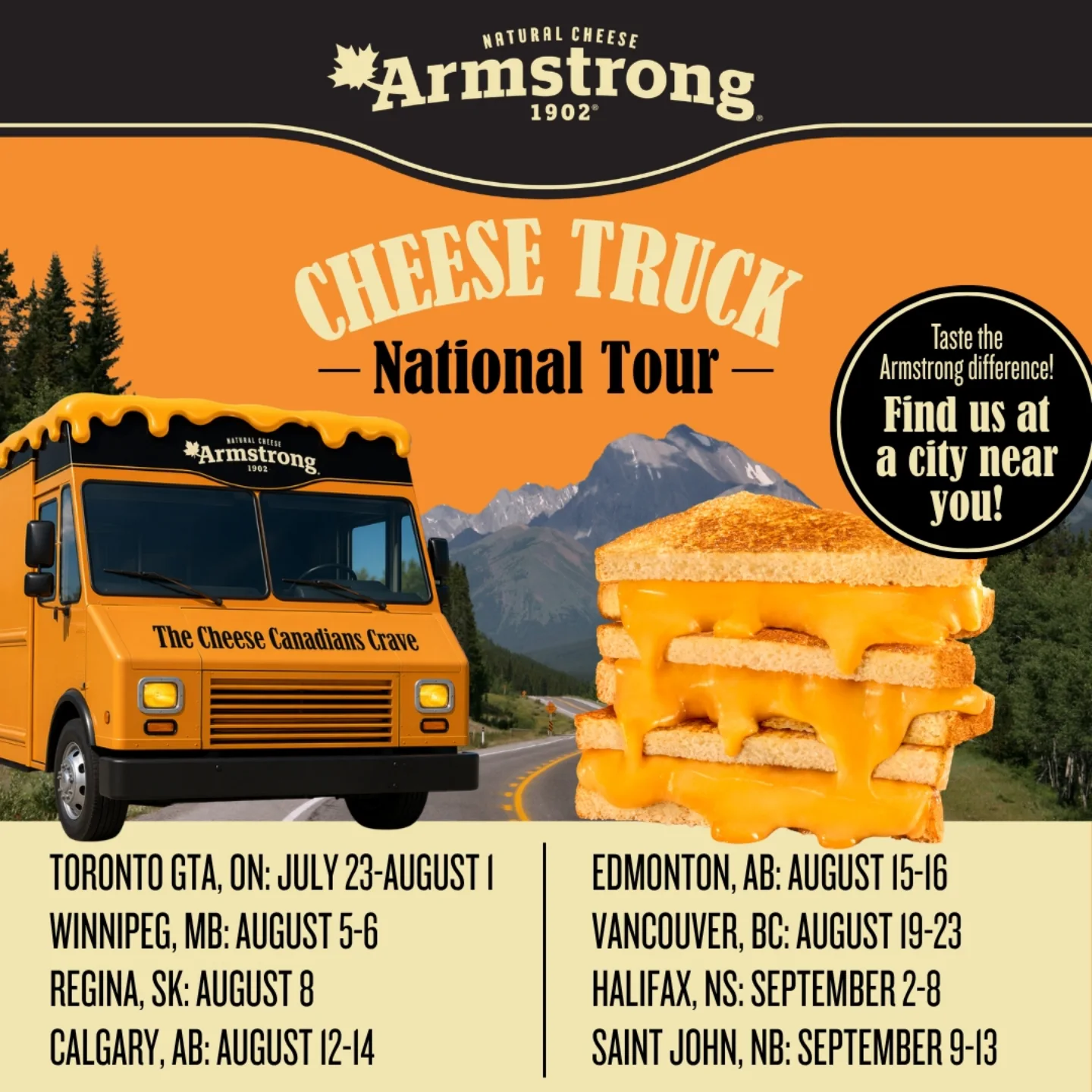 Armstrong Cheese Facebook ad: We're hitting the road again, Canada!
