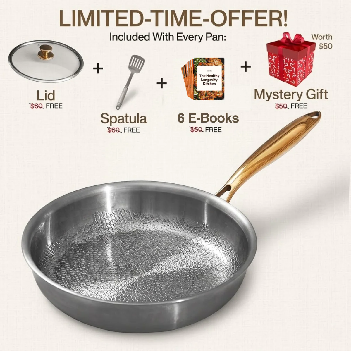 Kaizen Cookware Facebook ad: Get $220 in Free Gifts With Your Kaizen Pan