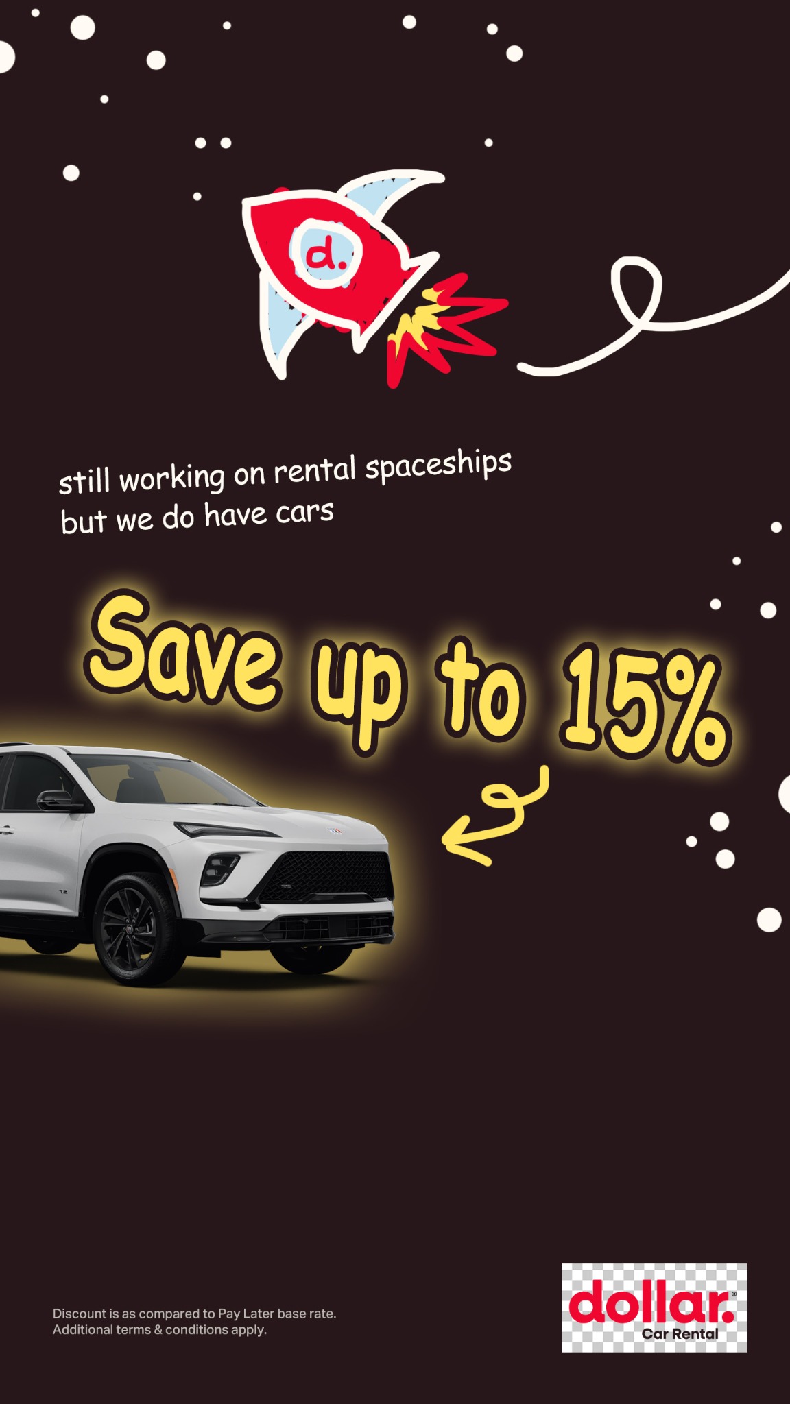 Dollar Car Rental Facebook ad from Apr 16, 2026