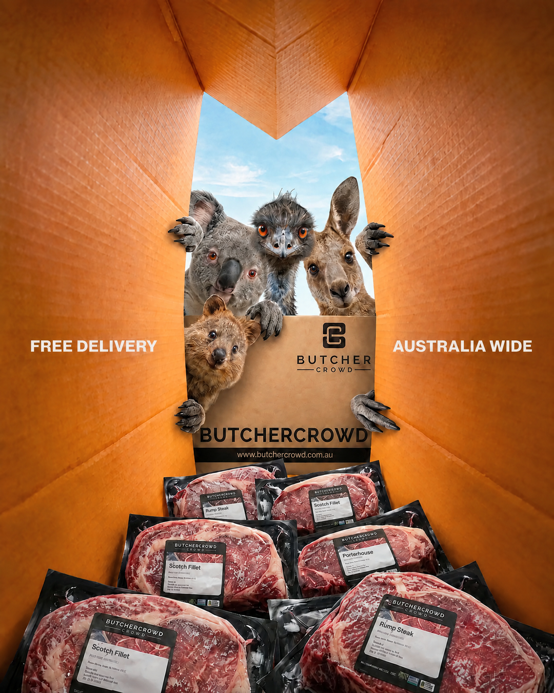 ButcherCrowd Facebook ad: Real Meat, Delivered.