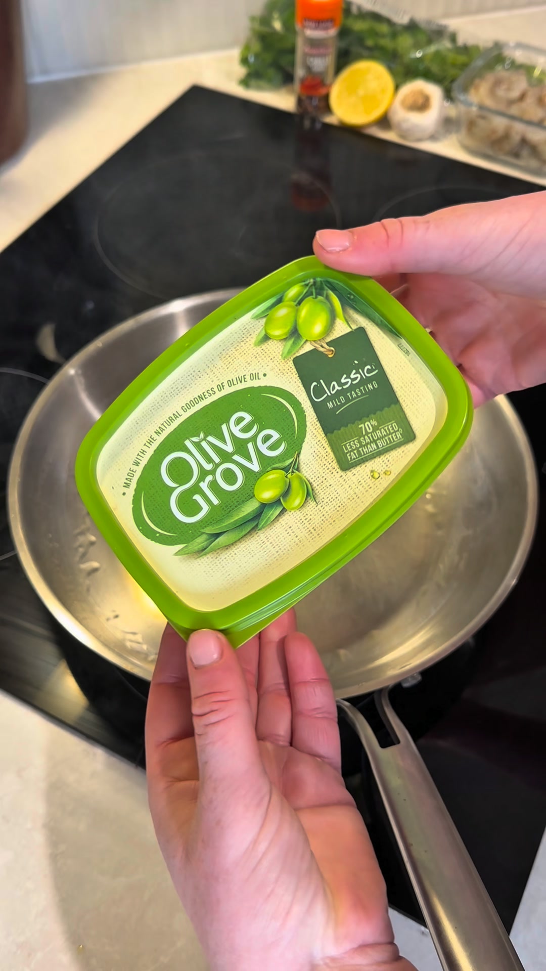 Olive Grove Facebook ad: Dinner sorted with these One-Pan Garlic Prawns &…