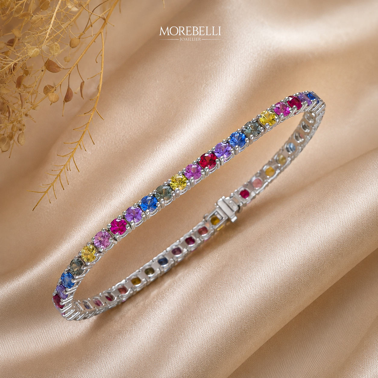 Morebelli Joaillier Facebook ad: Bracelet rivière en or blanc 18K