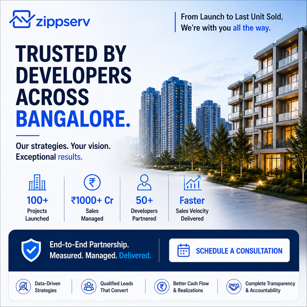Zippserv - Real Estate Marketing Company Facebook ad: Launching a new project in Bangalore?