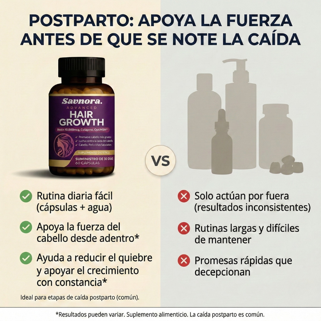 Savnora Facebook ad: Haz que tu cabello vuelva a crecer