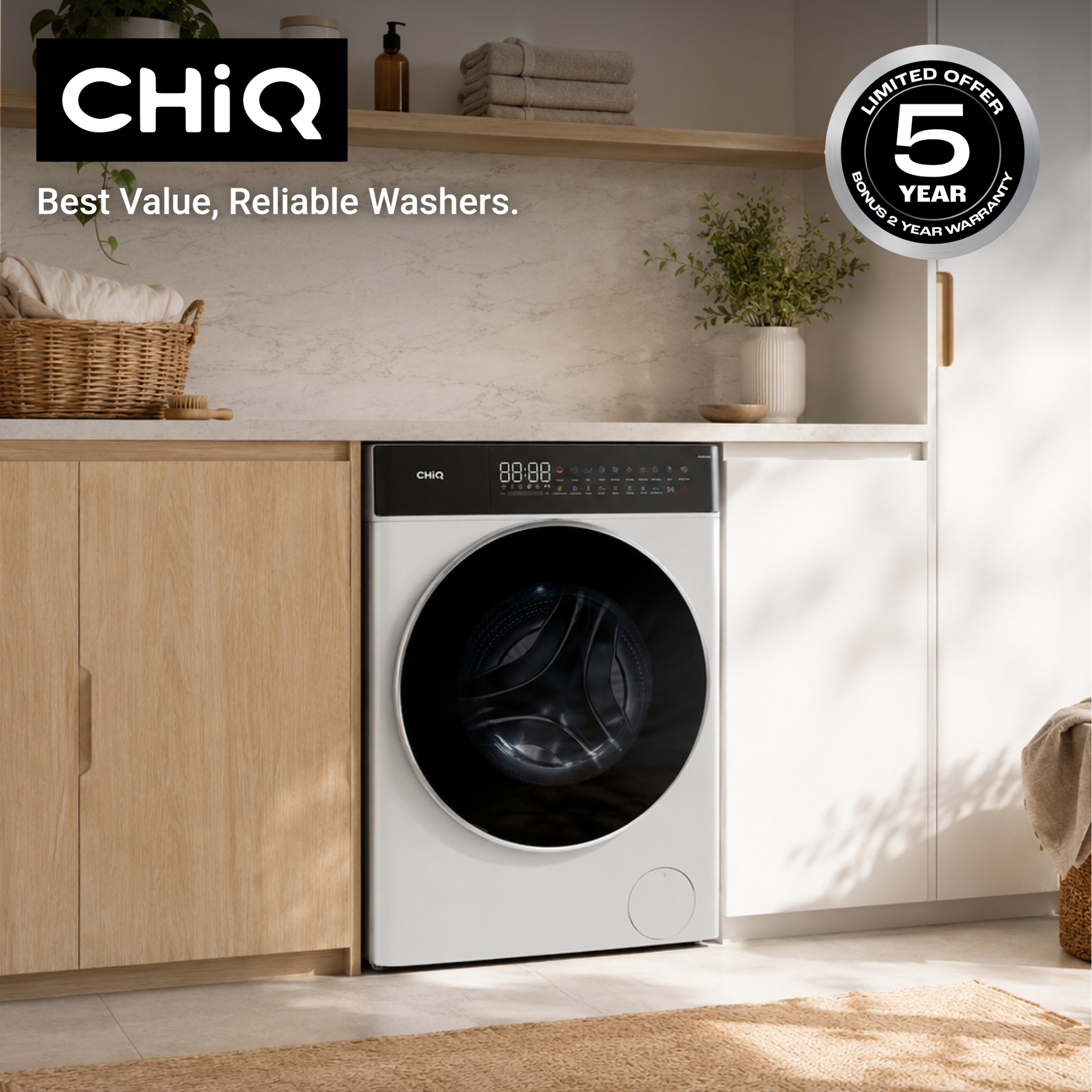 CHiQ Australia Facebook ad: Discover CHiQ washers and washer-dryer combos.