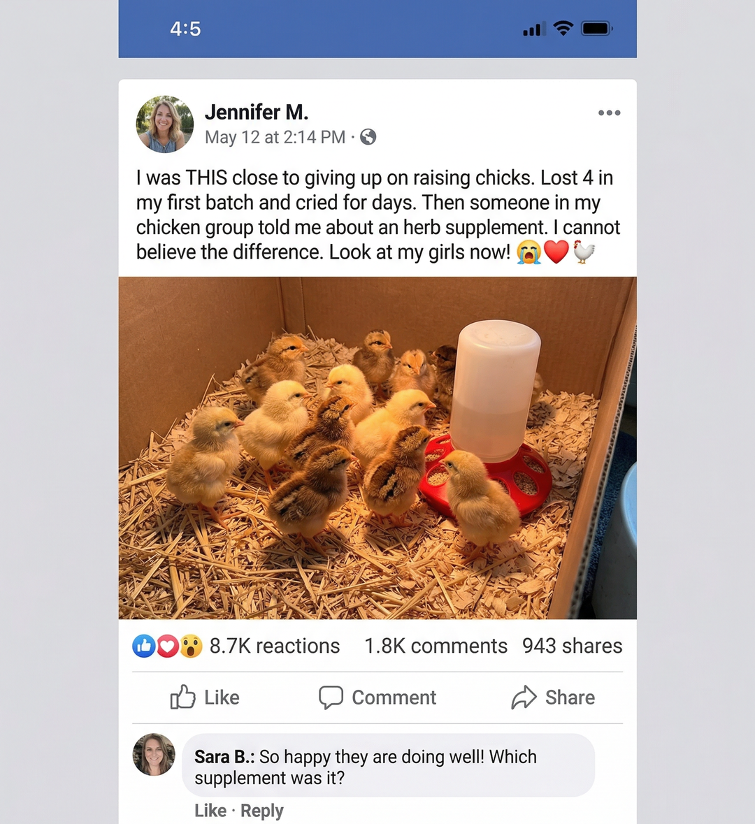 Buff Clucks Facebook ad