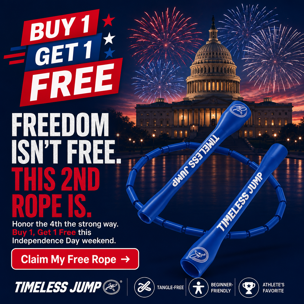 Timeless Jump Facebook ad: 4th of July Sale, Buy 1 Get 1 FREE