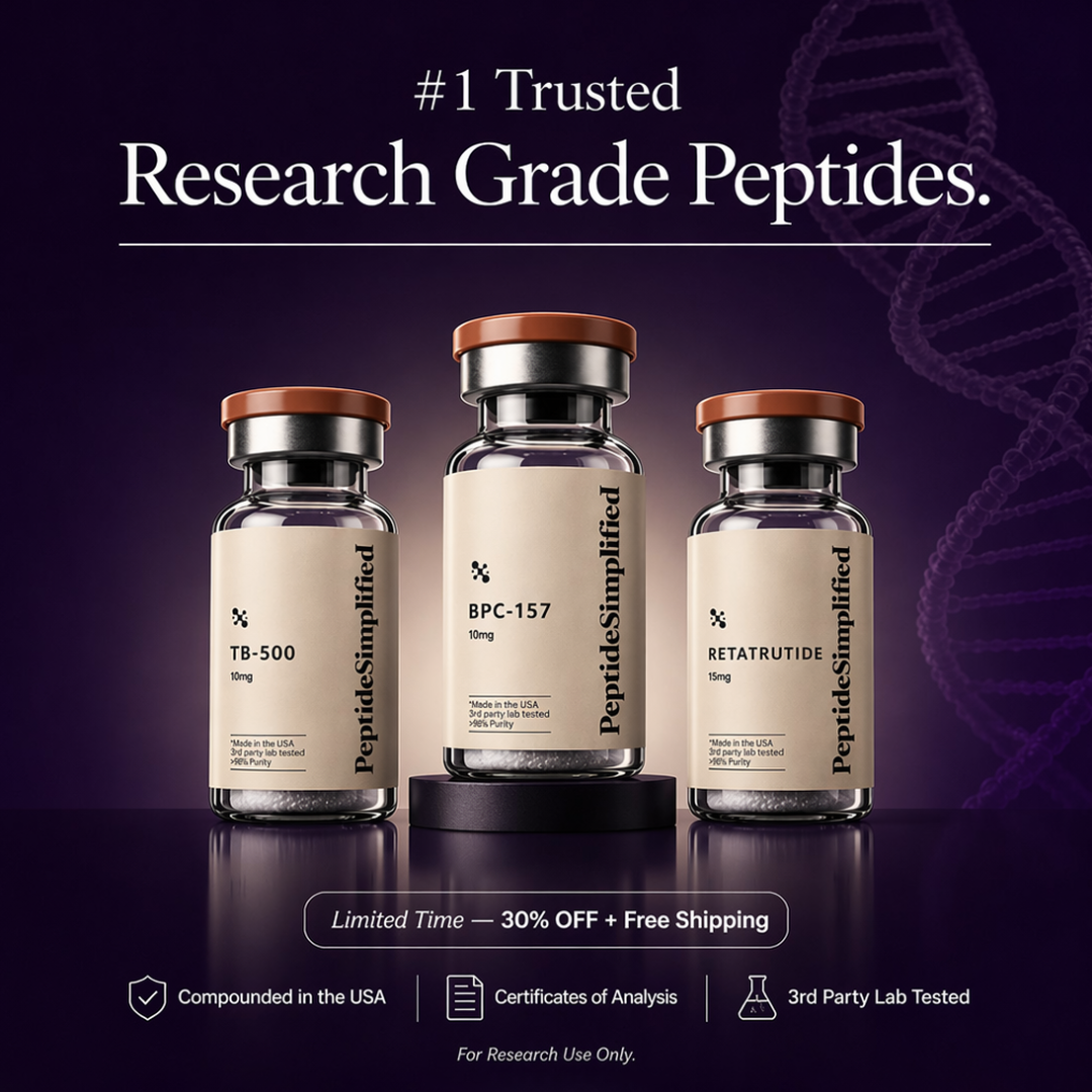 Peptides Simplified Facebook ad: Trusted By Researchers. Backed By Data.