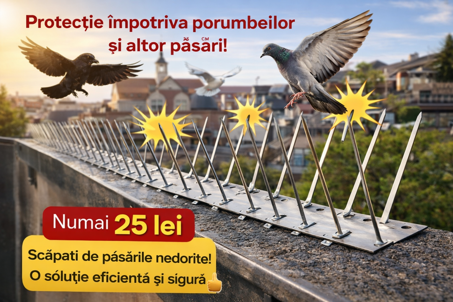 Artella Metal Art RO Facebook ad: Protecție 100% împotriva păsărilor și 100% sigură pentru…