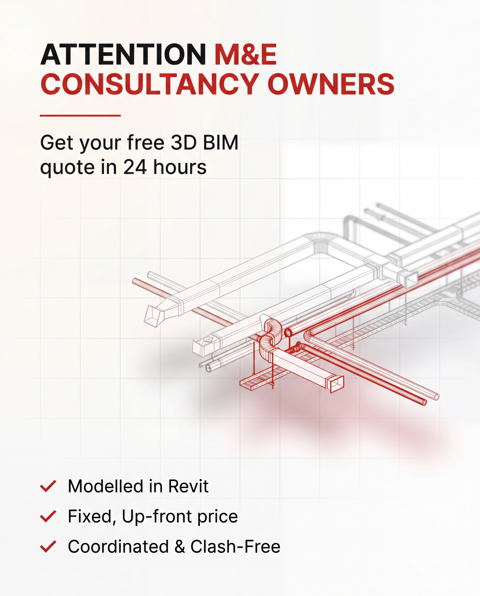 Model Space Limited Facebook ad: Free 3D BIM Quote, Back in 24 Hours