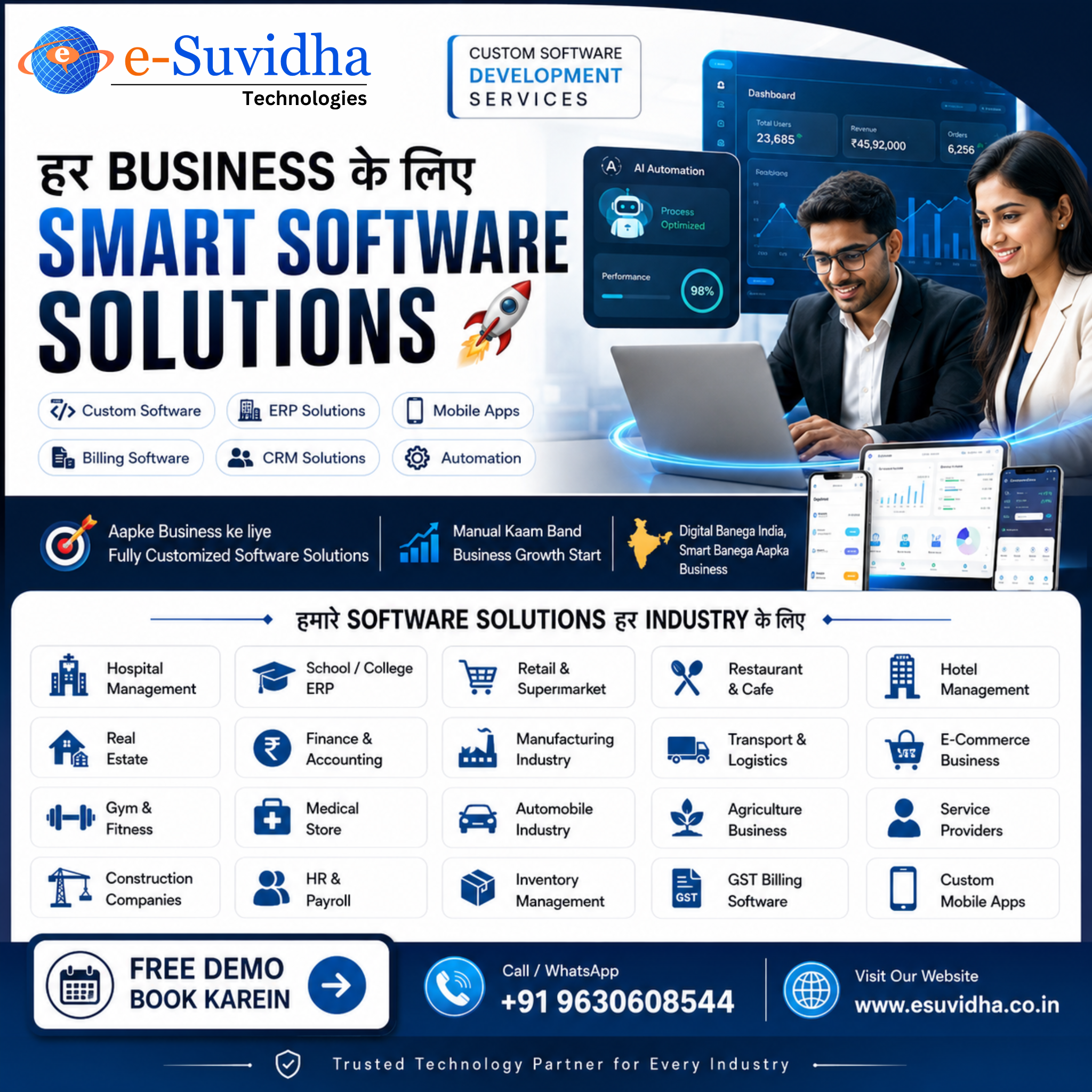 E-Suvidha Facebook ad: आज ही अपना Custom Software शुरू करें