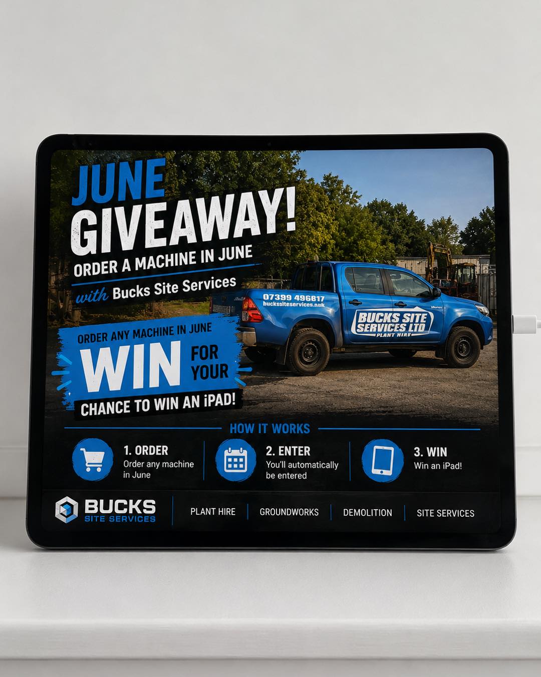 Bucks Site Services Ltd Facebook ad: JUNE GIVEAWAY