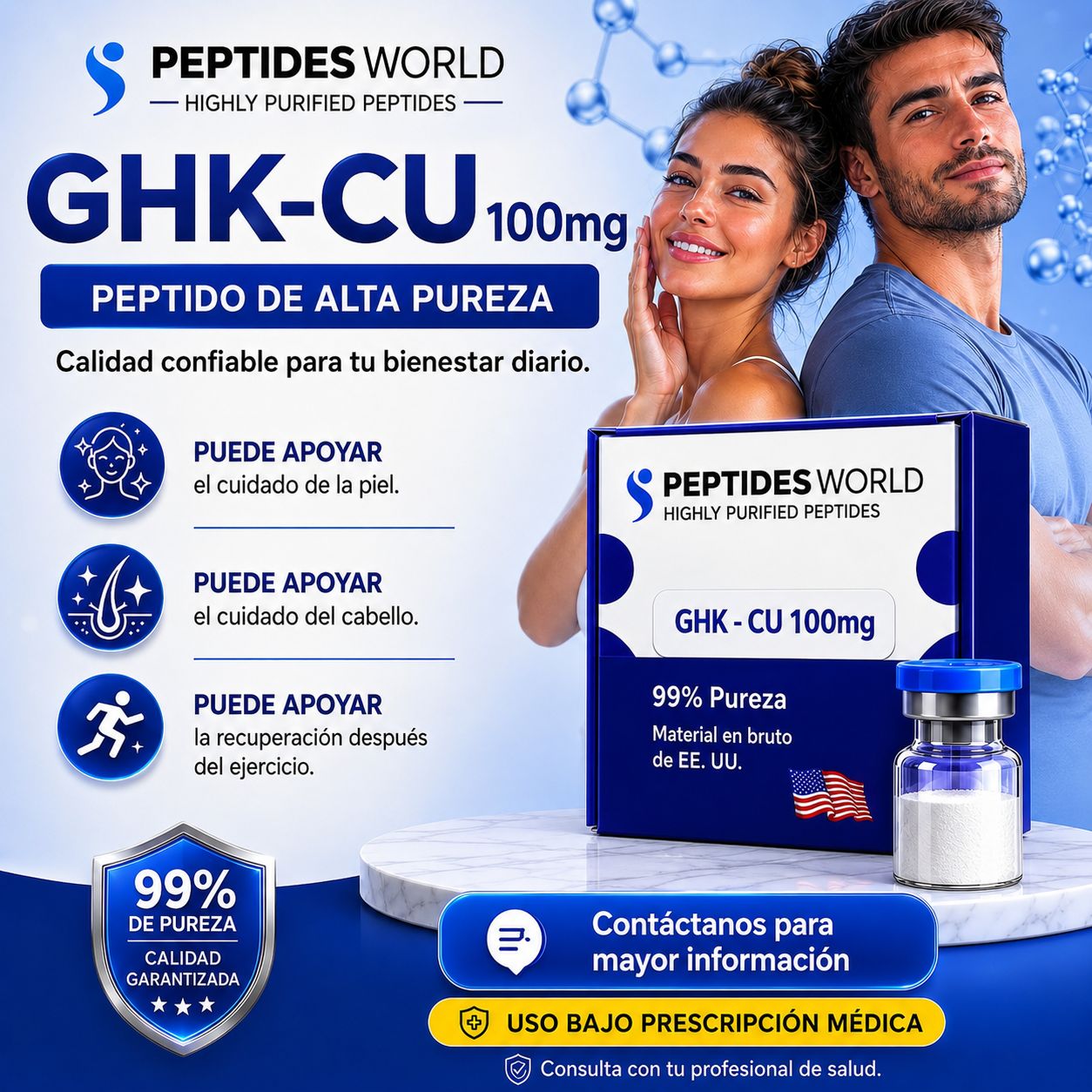 saludfit Facebook ad: GHK-CU 100 mg, Péptido de alta pureza