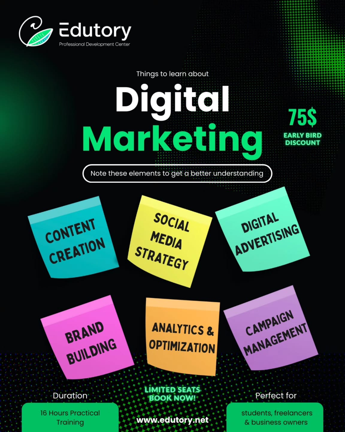 Edutory Facebook ad: Digital Marketing isn’t magic… it’s a skill.