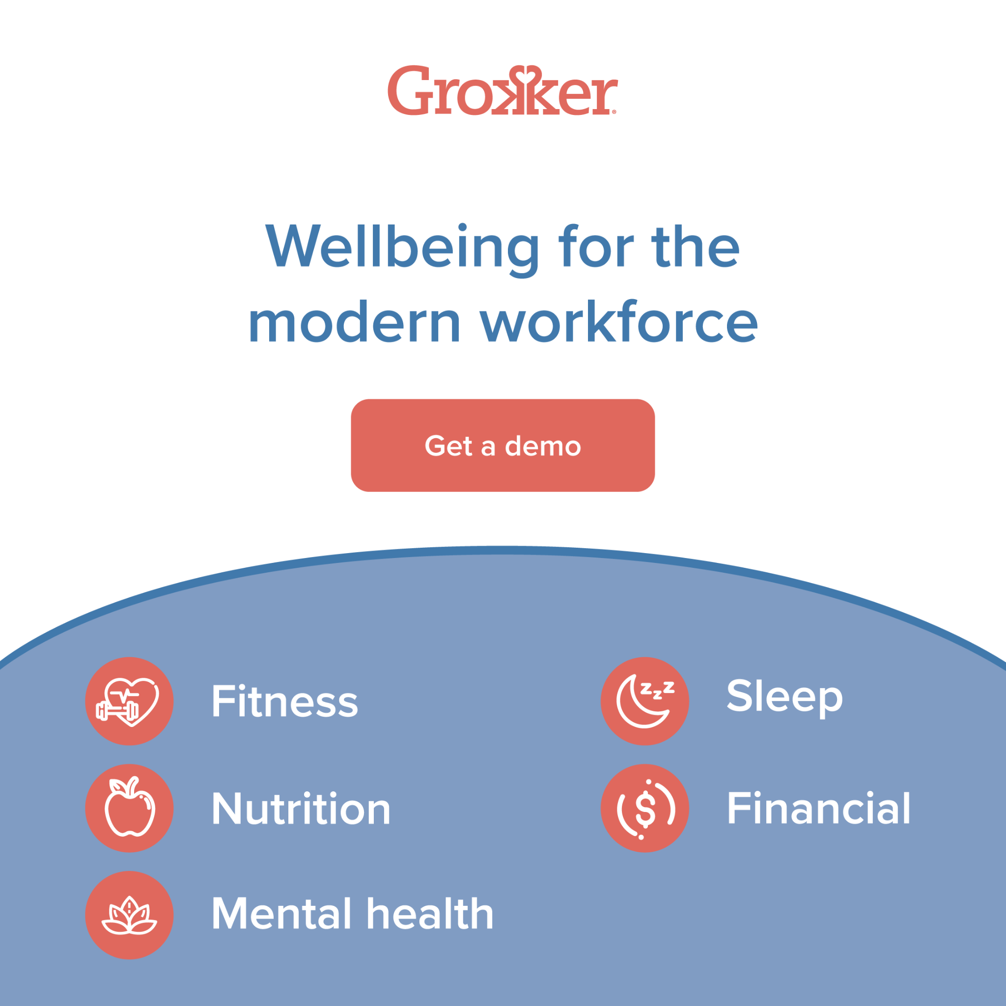 Grokker Facebook ad: On-demand wellbeing that employees love