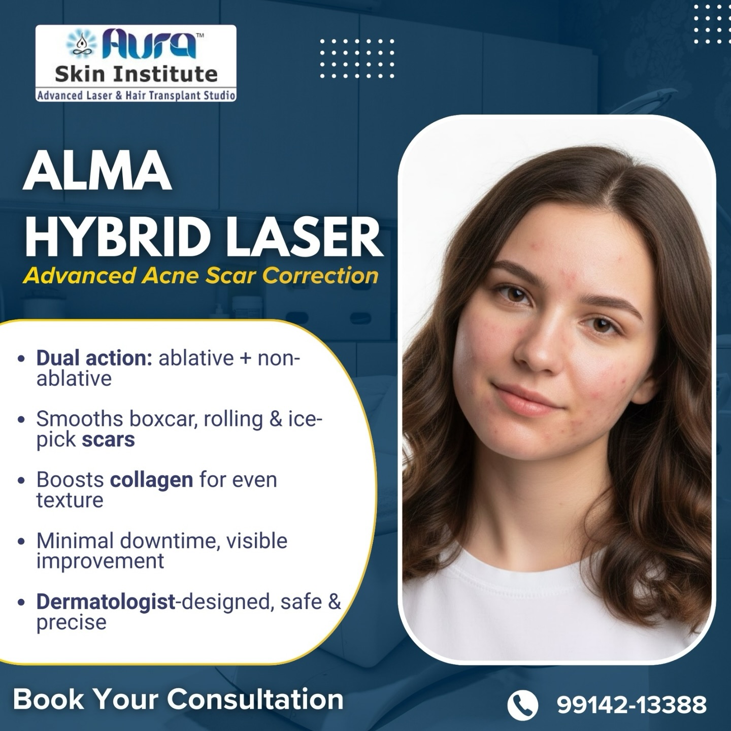 Aura Skin Institute: Advanced Laser & Hair Transplant Clinic, Chandigarh Facebook ad: Smooth Skin, Renewed Confidence