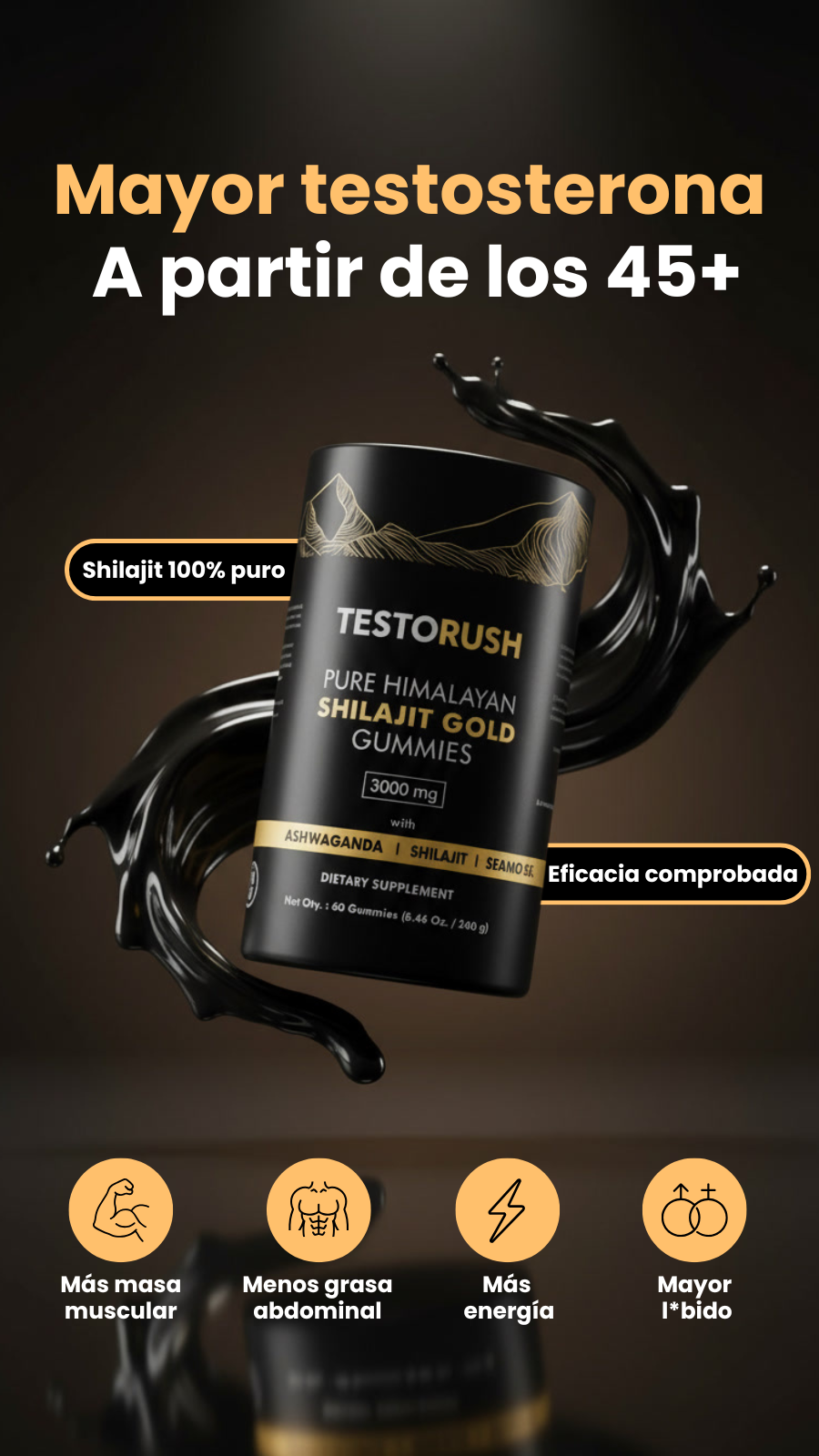 TestoRush Natural Testosterone Facebook ad: 2 + 1 GRATIS