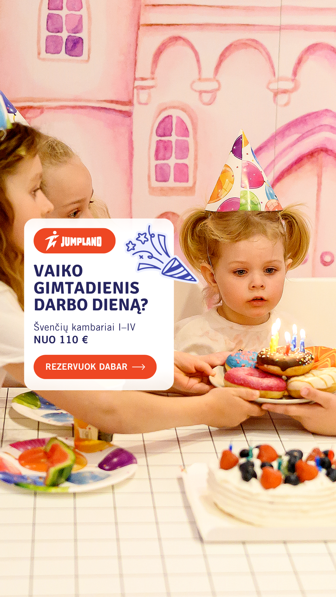 Jumpland Facebook ad: Gimtadienis nuo 110 €
