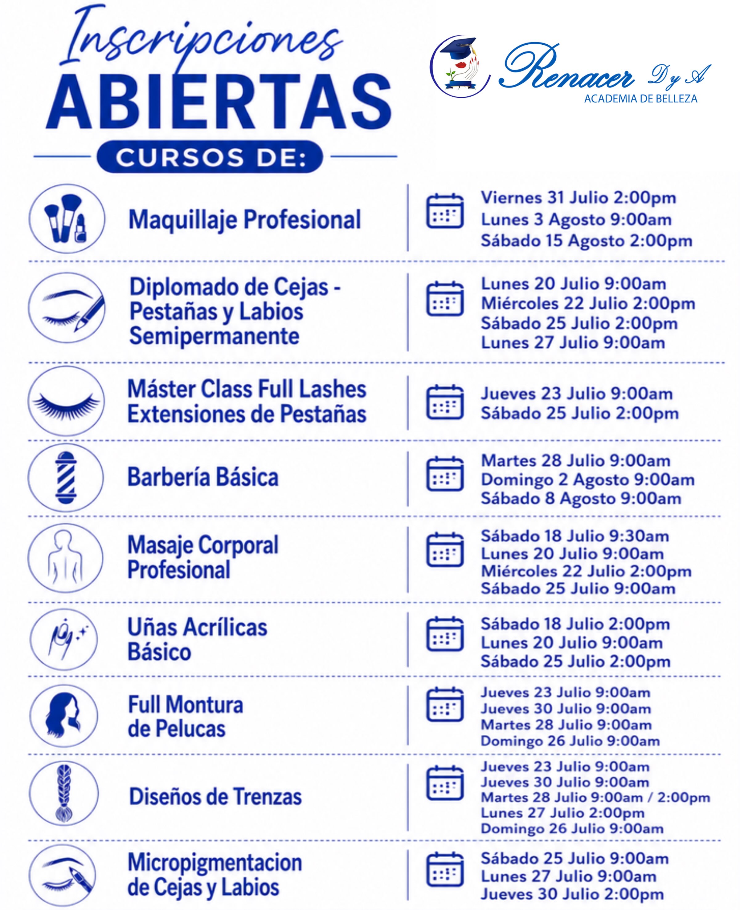 Academia De Belleza Renacer DyA Facebook ad: RENACER ACADEMIA DE BELLEZA contáctanos e inscríbete con…