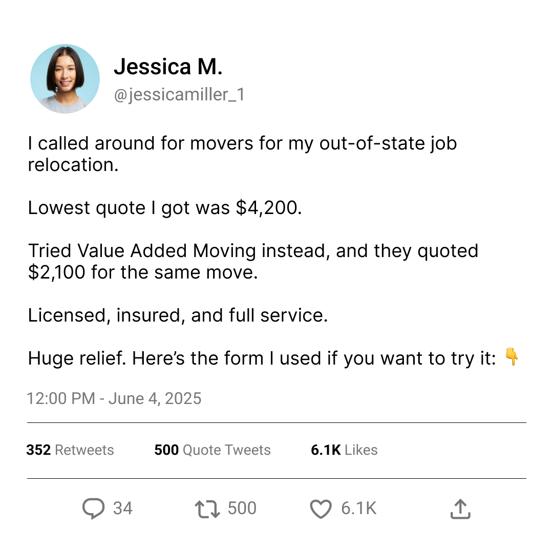 Value Added Moving Facebook ad