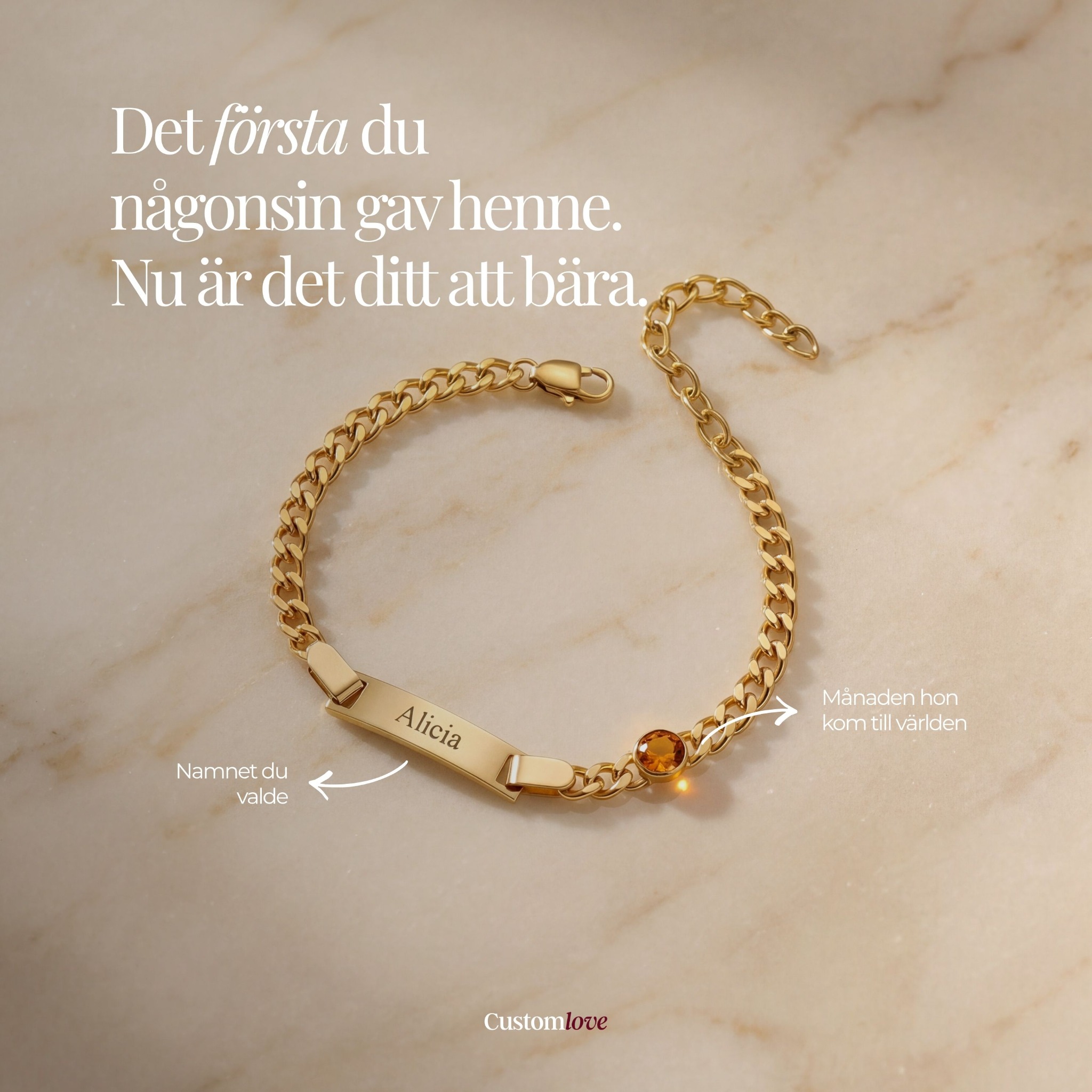 CustomLove Shop Facebook ad: Första mors dag. Fira det rätt.