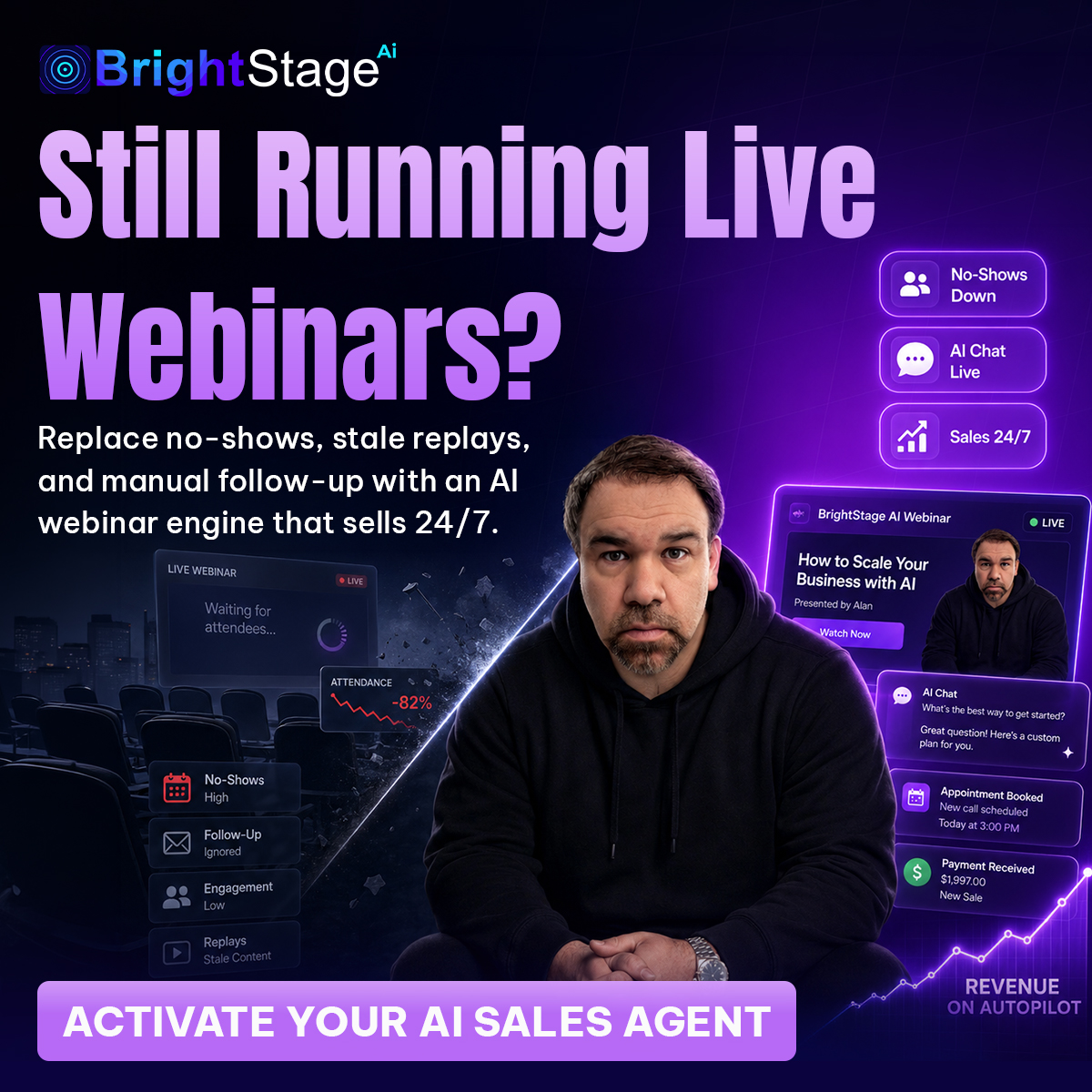 Marketing Geeks Facebook ad: Turn One Webinar Into A 24/7 Sales Machine