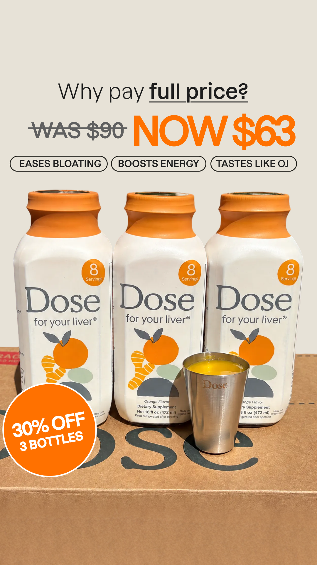 Dose Facebook ad: 30% Off + Exclusive Gifts