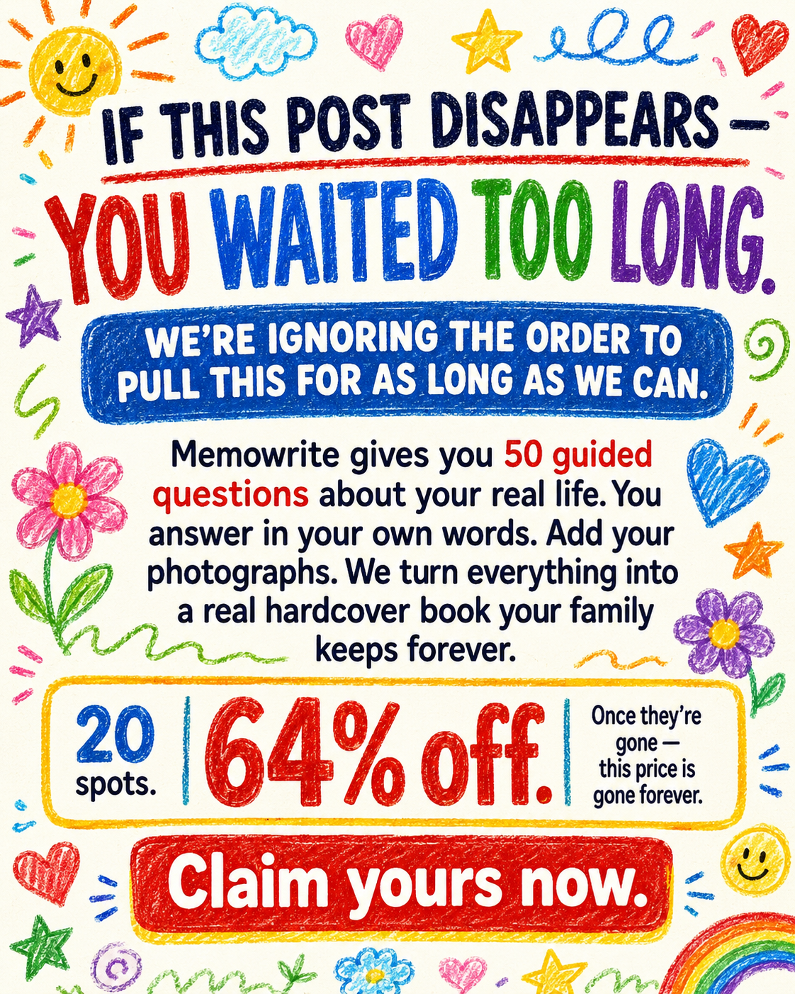 Memowrite Facebook ad
