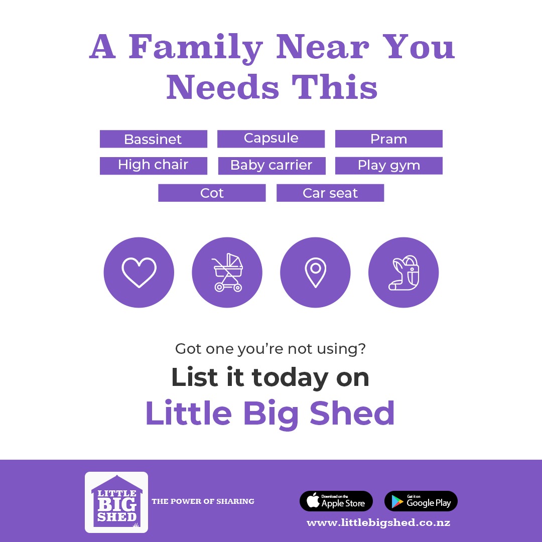 Little Big Shed Facebook ad: Your Unused Baby Gear Can Help Another Family