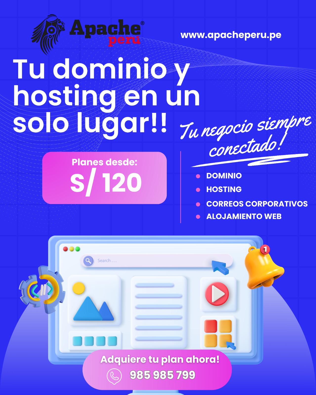 Apache Perú - Hosting y Dominios en Perú Facebook ad