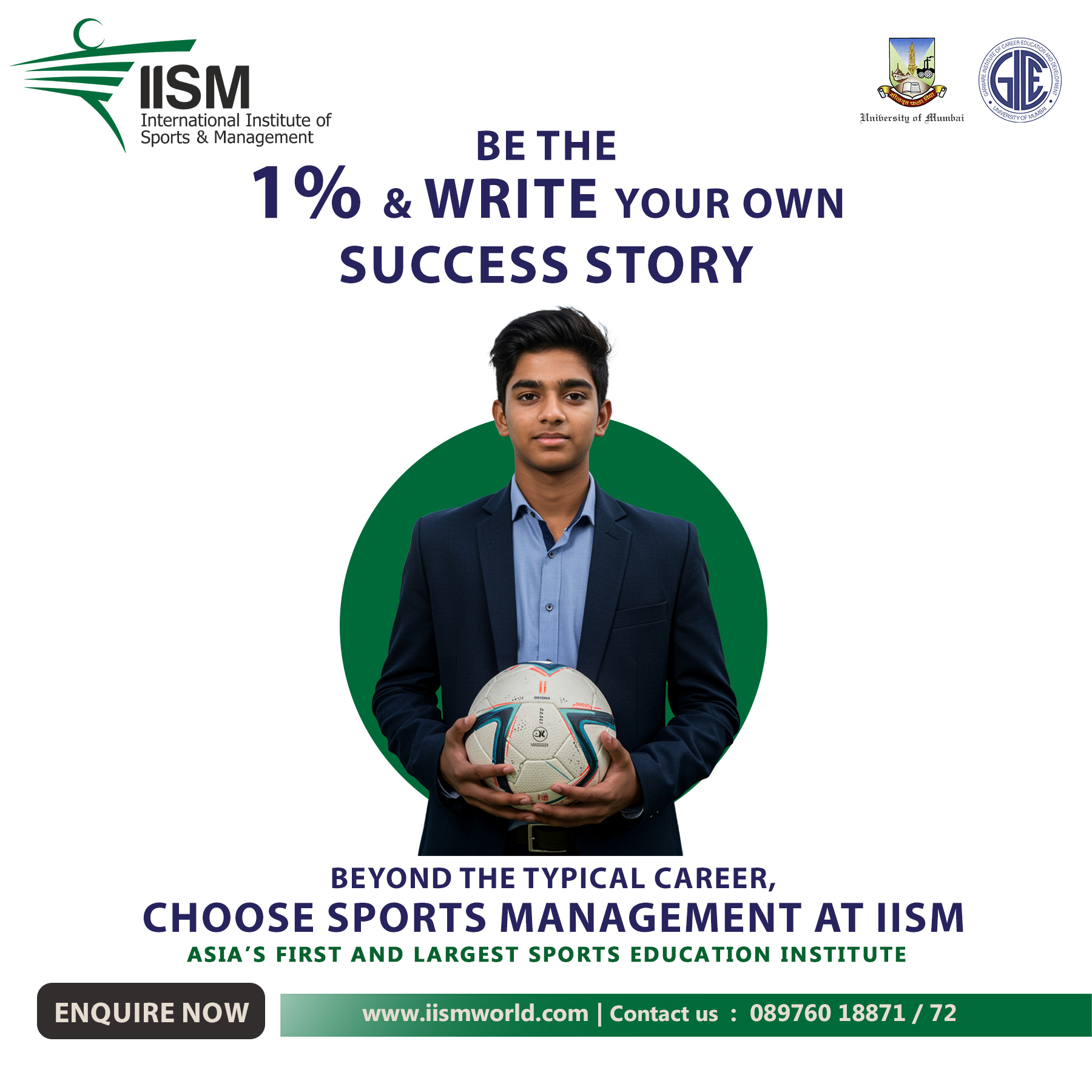 IISM Facebook ad: Be the 1%. Start Here at IISM