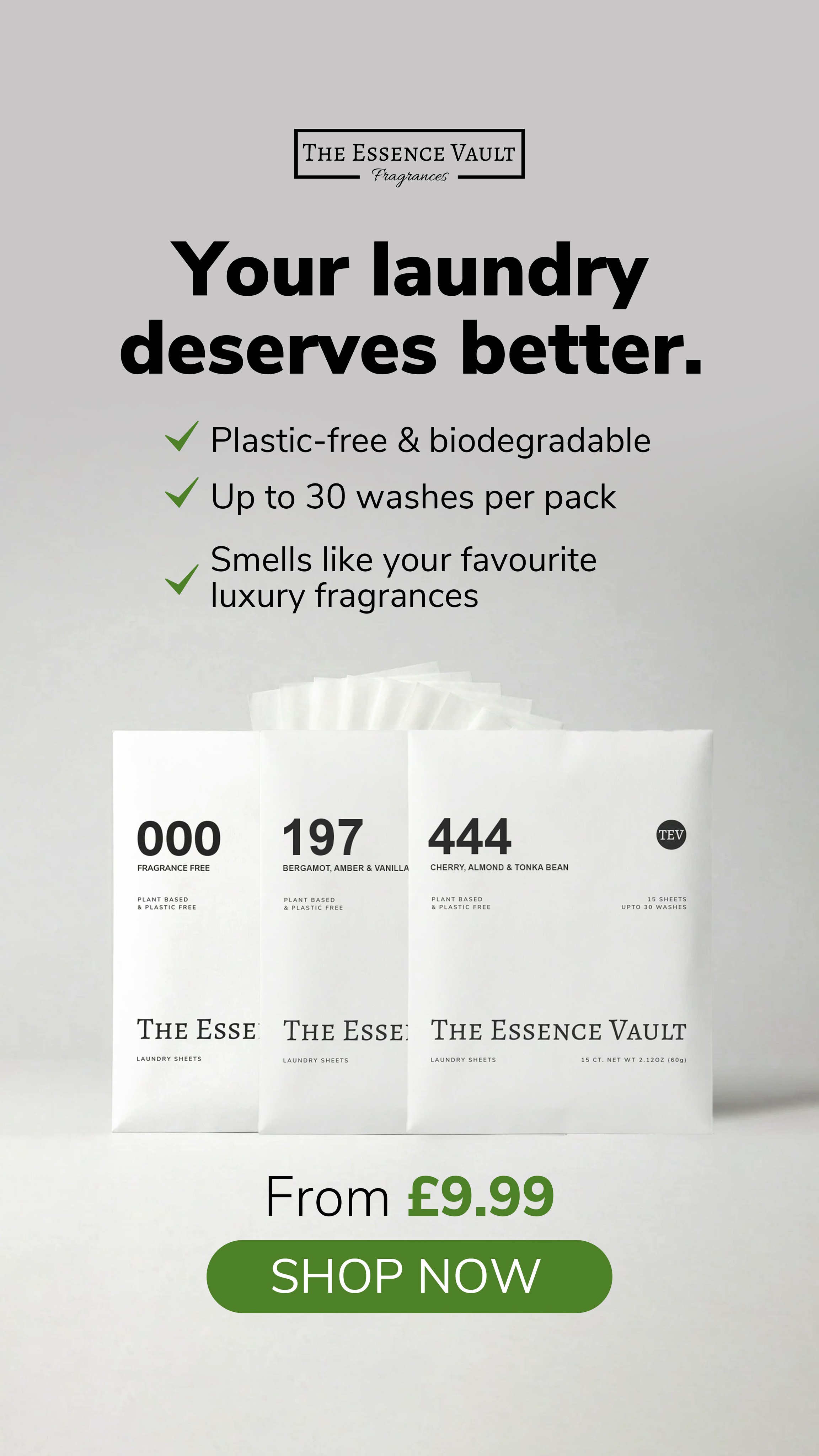 The Essence Vault Facebook ad from Mar 3, 2026
