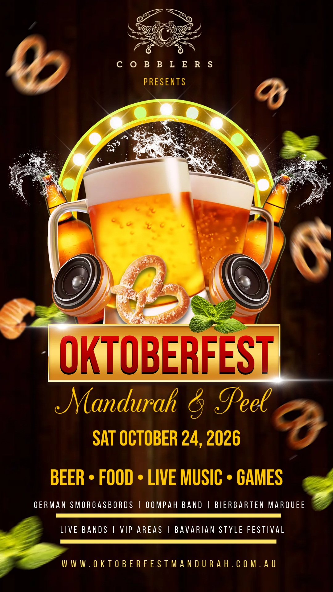 Destination Mandurah and Peel Facebook ad: Oktoberfest Mandurah & Peel 2026