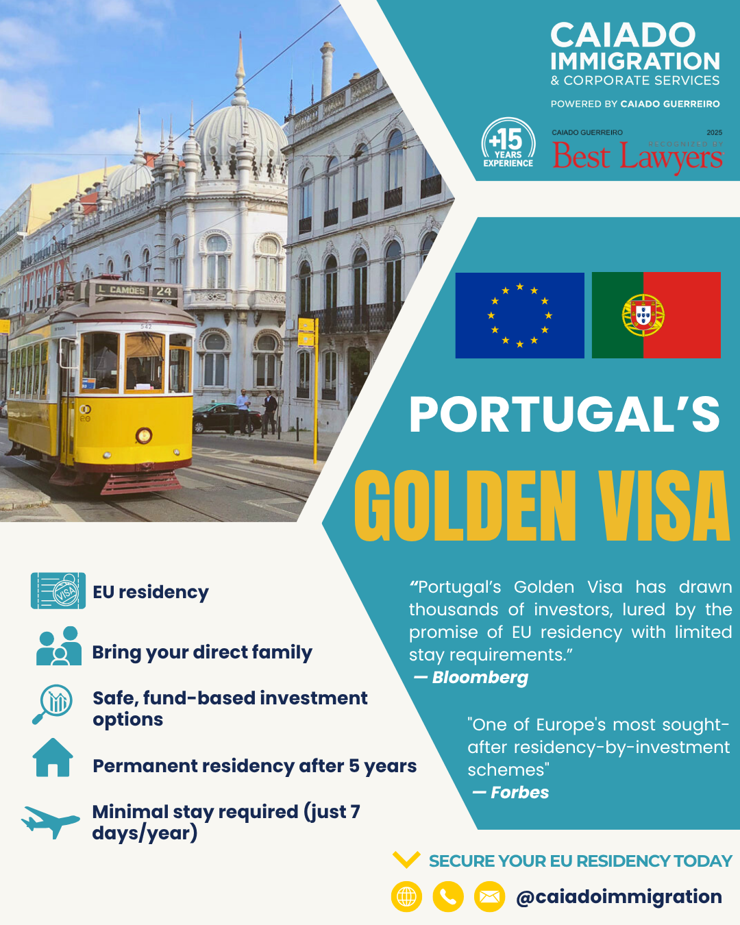 CICS - Caiado Immigration & Corporate Services Facebook ad: Portugal Golden Visa, Start Today!